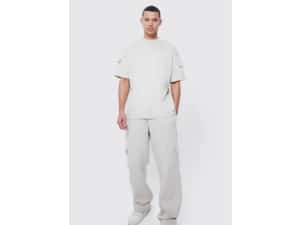 Tall Oversized Cargo T-shirt Tracksuit by Stone is now 40% off using our code