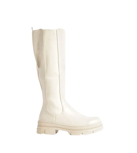 57% discount on CHUNKY KNEE HIGH CHELSEA BOOTS – BEIGE from the VogaCloset offer
