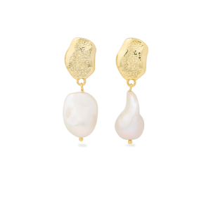 Copine Marousia Baroque Pearl Earrings – 18K Gold-Plated Brass with Elegant Asymmetrical Design – 30% OFF!