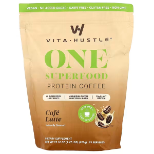 VitaHustle ONE Protein Coffee – 20g Plant Protein with Ashwagandha, Probiotics and Prebiotics — 36% Off!